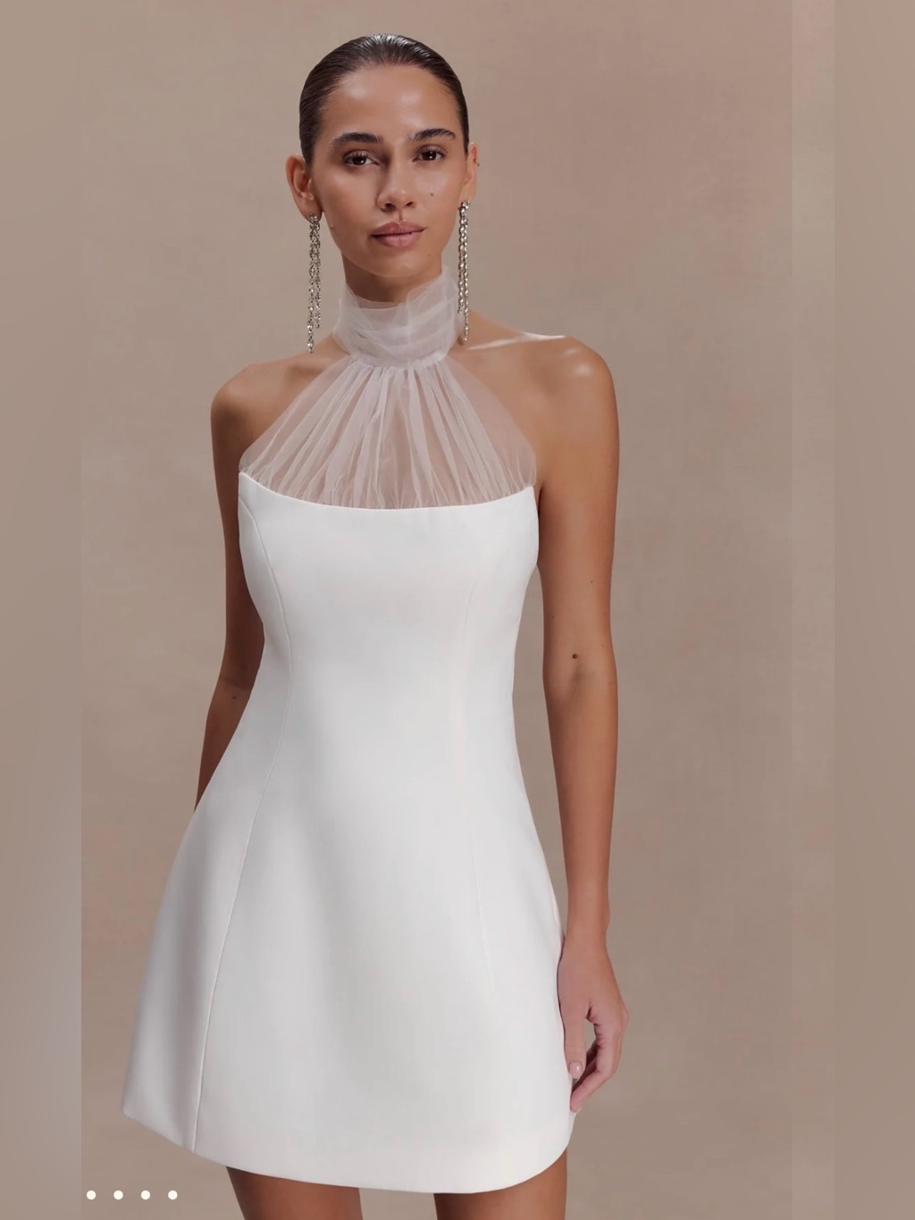 Meshki White Halter Neck Mini Dress
